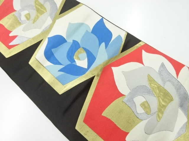 アンティーク　亀甲に花模様織出し袋帯（材料）